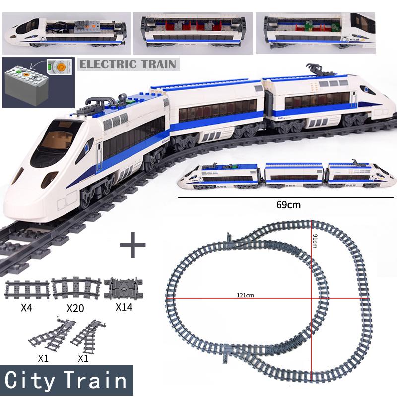 City Trains Flexible Tracks Forked Straight Curved Rails Switch Building Blocks Creative Toys for Kids Gifts