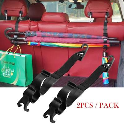 2Pcs Auto Back Seat Hook Multi-Function Rear Seat Headrest Hanging Hook Umbrella Mount Seat Back Storage Hook Automotive Interior Accessories Tool