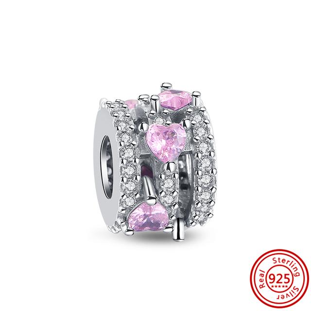 Pantaro 925 Pevná Stříbrná Růžová Série Srdce Květ Motýl Maminka Murano Skleněné Korálky Hodí se Originální přívěsky Náramek Šperky