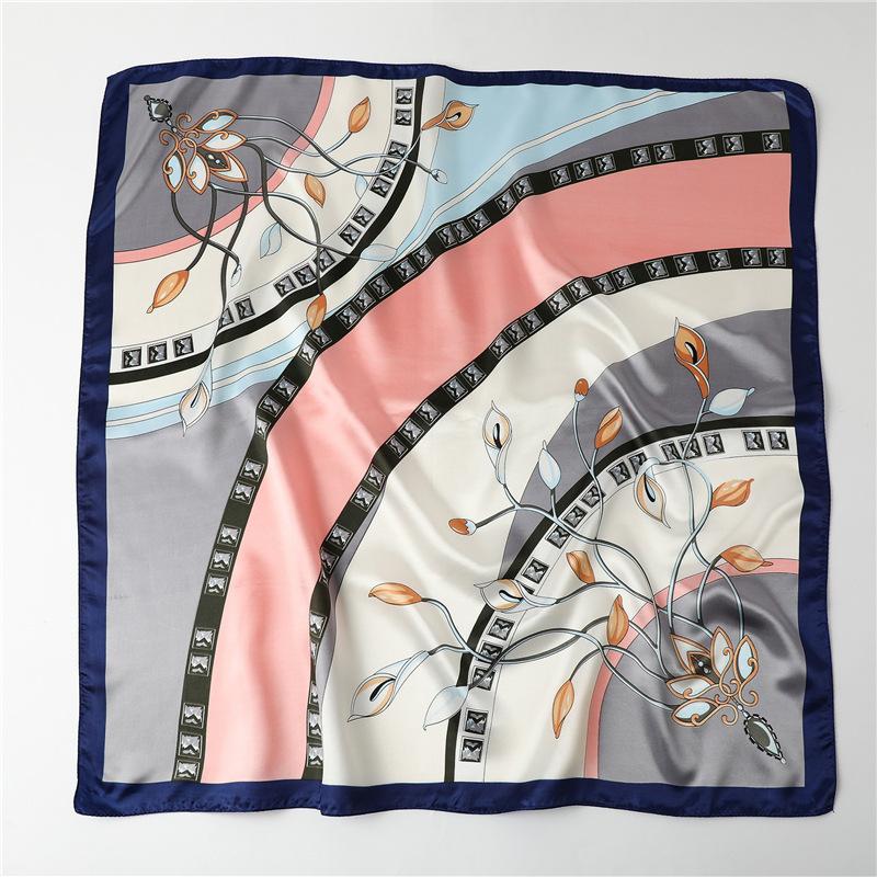 90 * 90 cm Nytt silkeskjerf Dame Vår- og sommerdekorativt skjerf Solkrem reisesjal Høst- og vinterskjerf tynn utgave