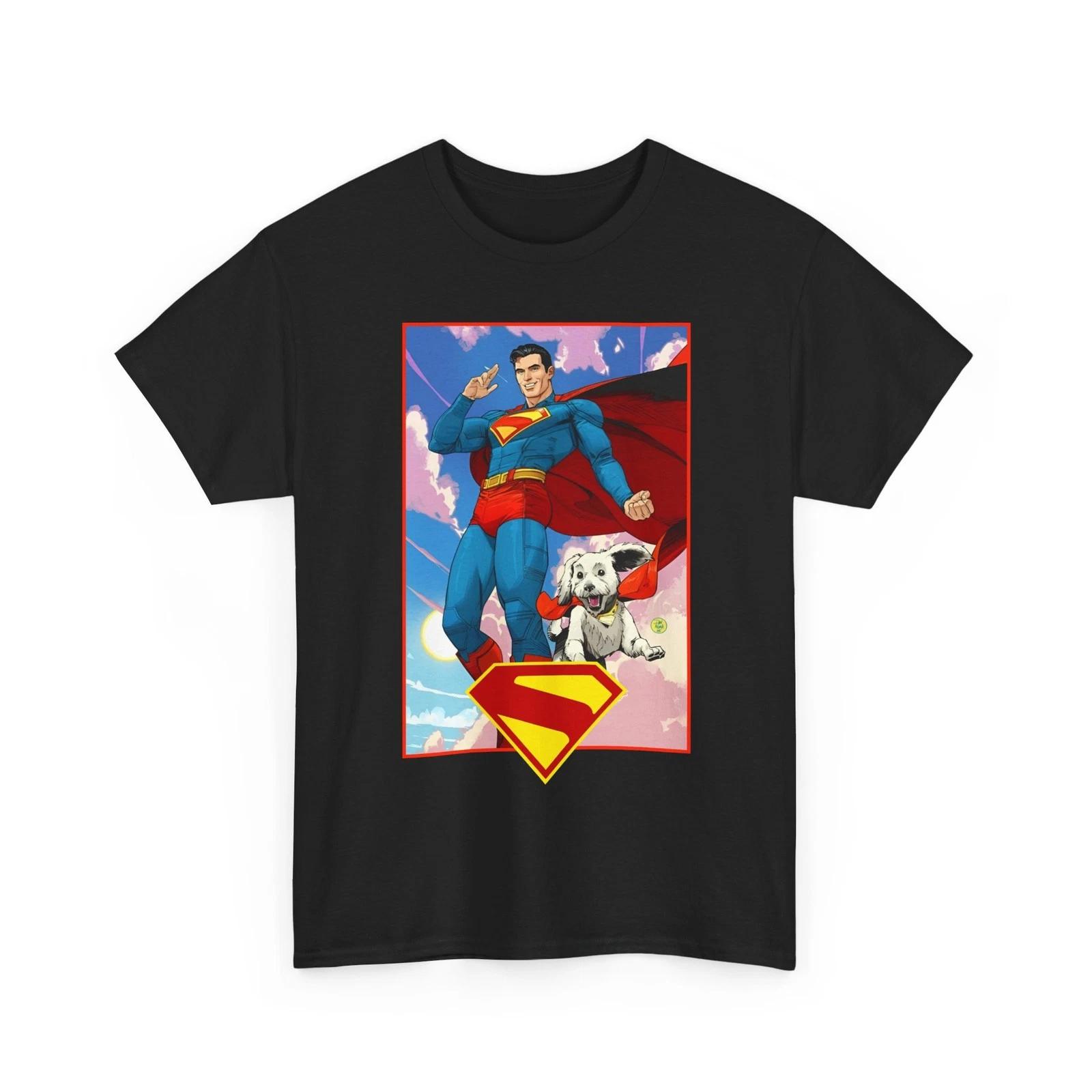 Superman & Krypto T-Shirt DC Comics Movie Dan Mora Art Retro Vintage-Style Tee XL