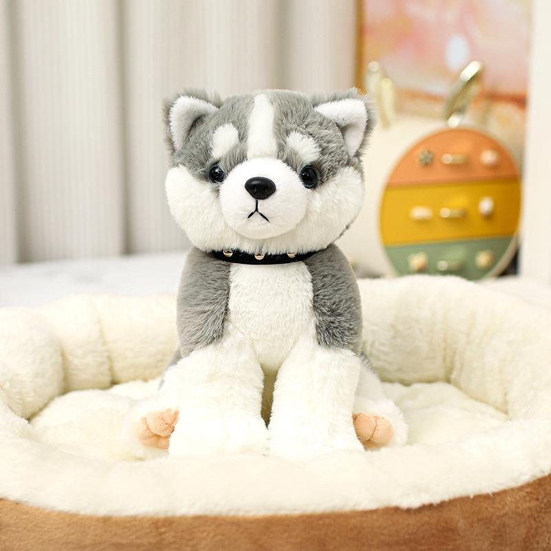Cute Husky Schnauzer Shar Pei Plush Dog Doll in Boy Outfit