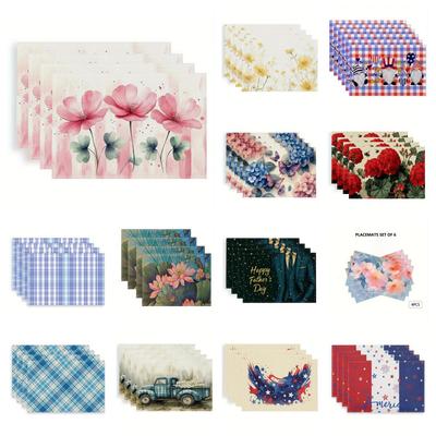 Flower Square Table Mats for Dining and Kitchen Decor, 12" X 18" - Ideal for Family Gatherings and Birthday Celebrations