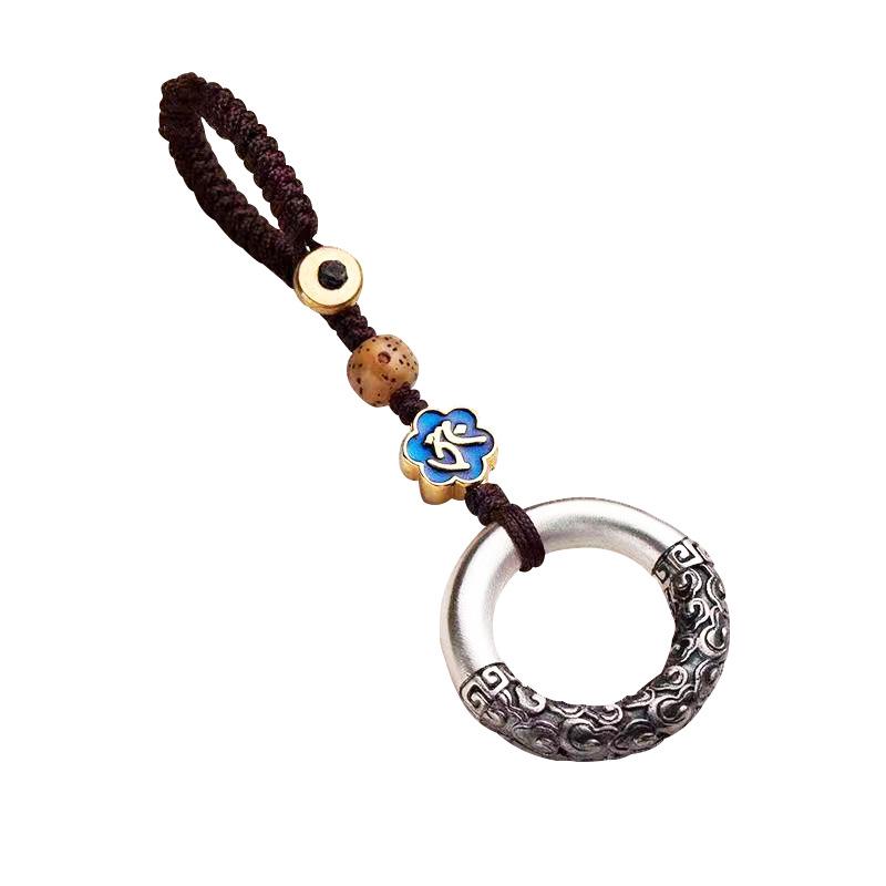 Zodiac Buddha Mantra Keychain: Auspicious Cloud Peace Pendant for Men & Women
