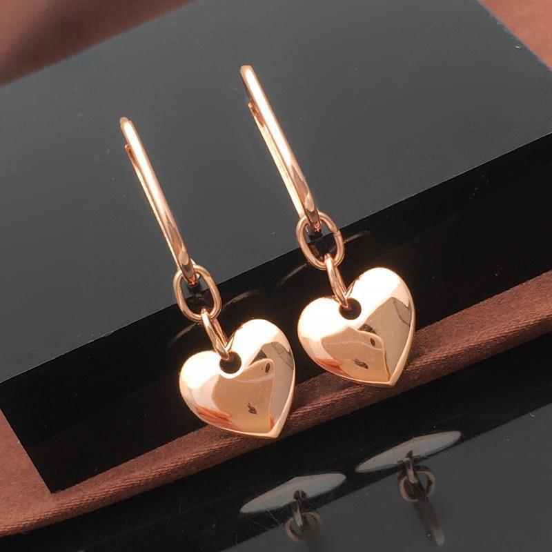 Exquisite Russian Purple Gold Glossy Peach Heart Simple And Exquisite Earrings Rose Gold Plated Fashion Love Earrings Jewelry