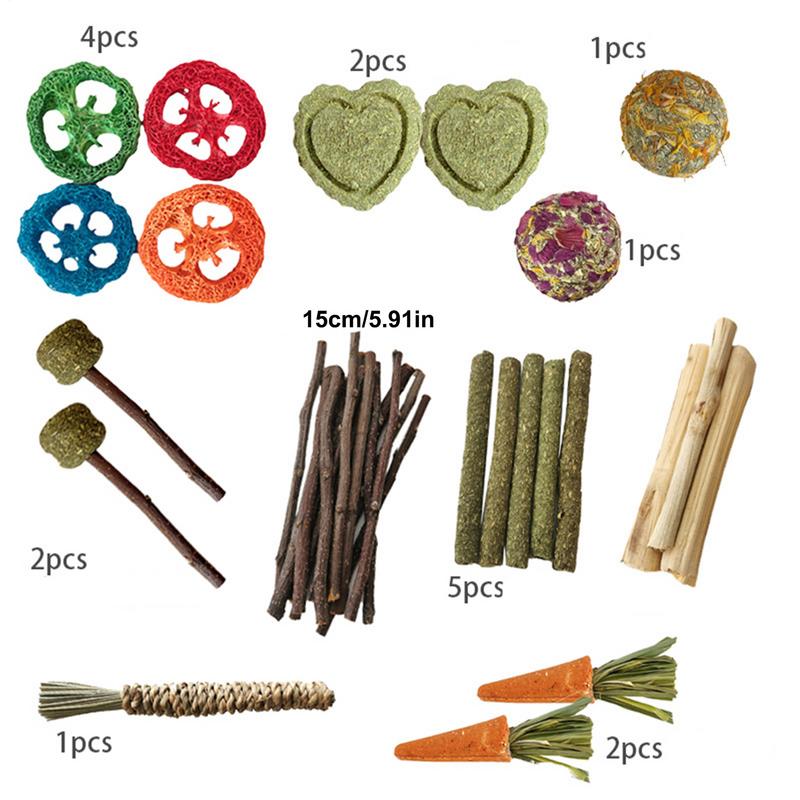 Bunny Chew Toys For Teeth Small Animal Molar Toy Wood Treats Safe Bite Resistant Chew Treats Supplies For Gerbils Small Pets