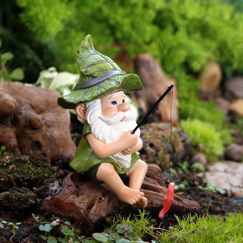 Garden Gnome Outdoor Statue, Gnome Decoration For Yard Fishing Gnome Statue Outdoor Garden Decor, Fishing Guy For Waterfalls