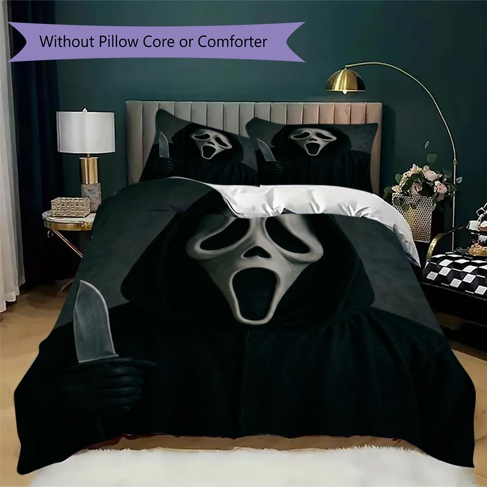 Scream Pattern Bedding uilt Set uilt Cover Pillowcase Home Decoration Birthday Gift (1 * duvet cover + 2 * pillowcase without core)