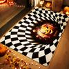 Checkerboard Entry Mat Halloween Outdoor Door Funny Foot Mat Dirt Resistant Crystal Velvet Non-slip Mat