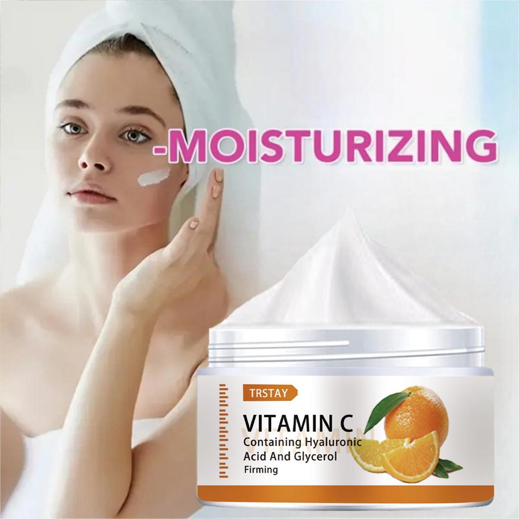 Vitamin C fuktighetsgivende krem ​​lyser opp hudtonen, strammer opp huden, reduserer matthet og reparerer skadet hudbarriere