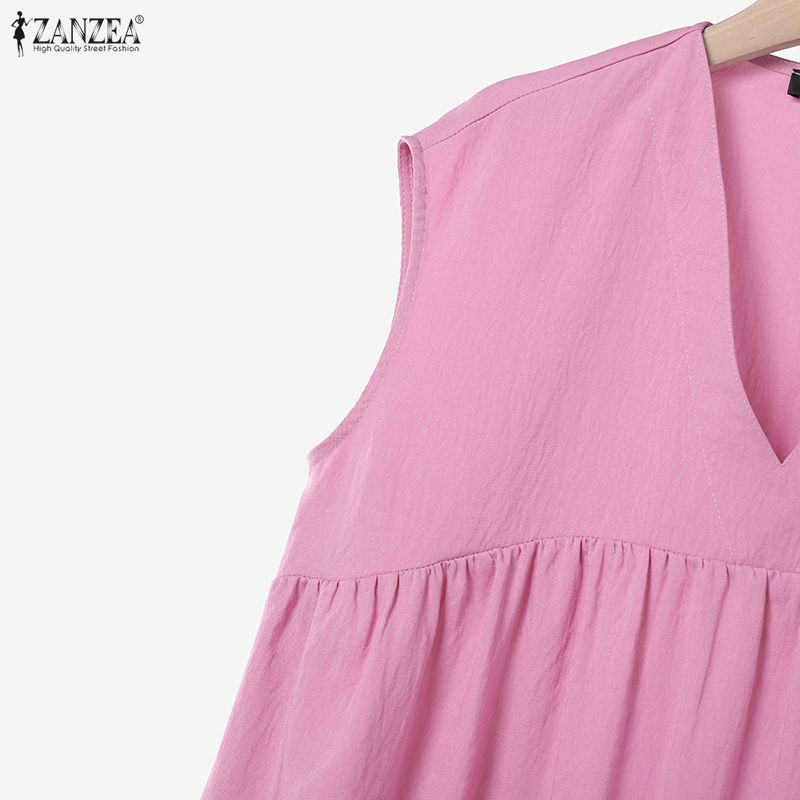 ZANZEA Women Sleeveless Blouse and Pants Casual Two Piece Suit Sets