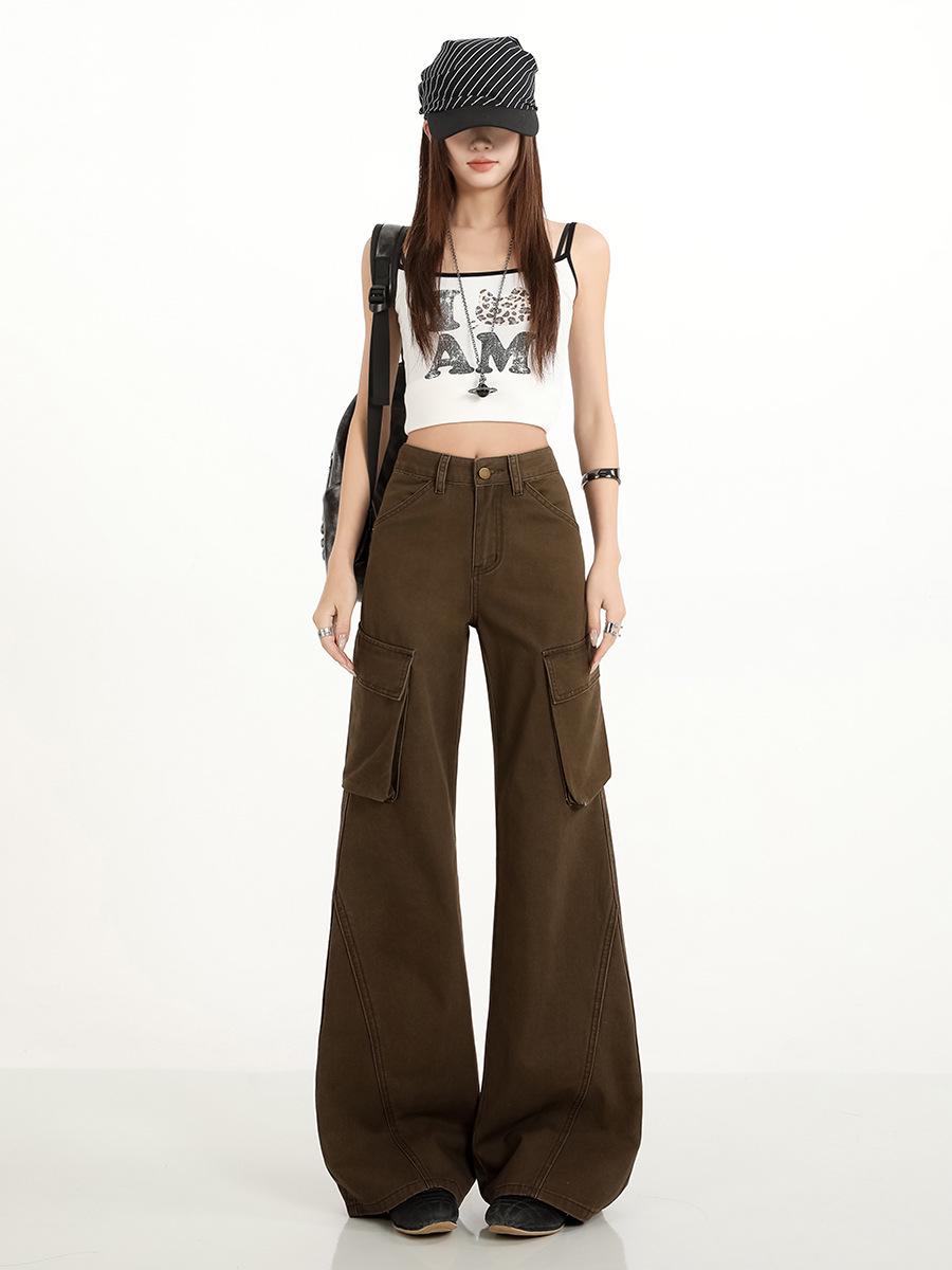 Women s Retro High-Waisted Wide-Leg Cargo Denim Pants - 2026 Spring Collection Extra Small