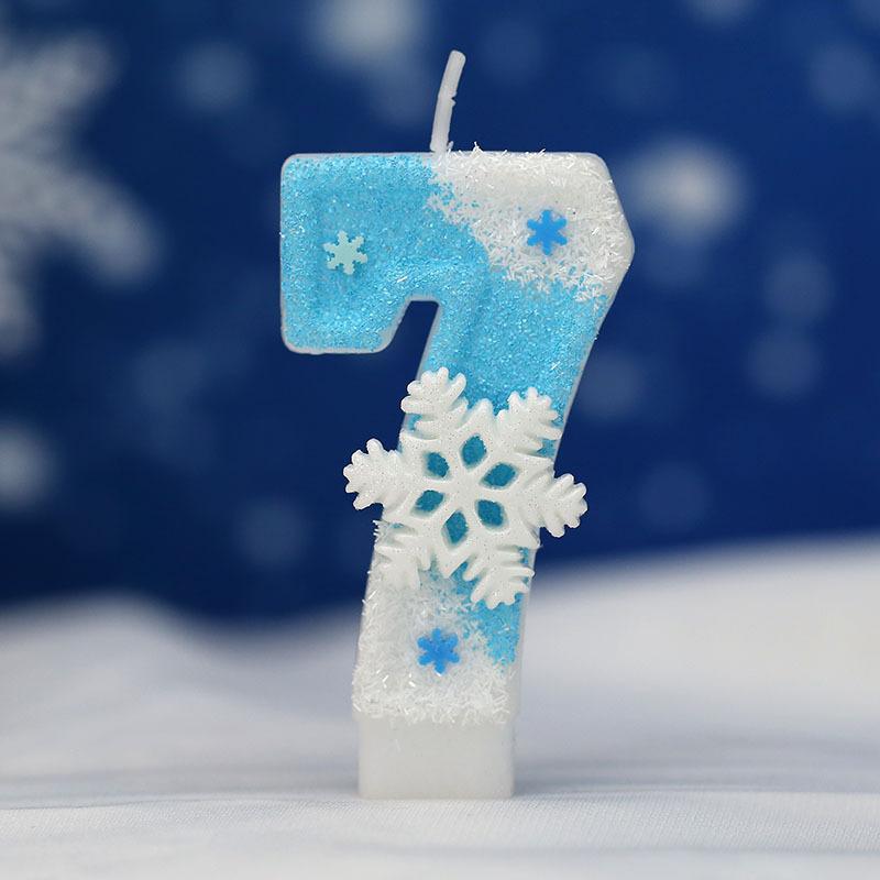 Blue Snowflake Birthday Frozen Candles 0-9 Number Cake Candle Princess Cake Topper Birthday Party Decoration Party Cake Supplies