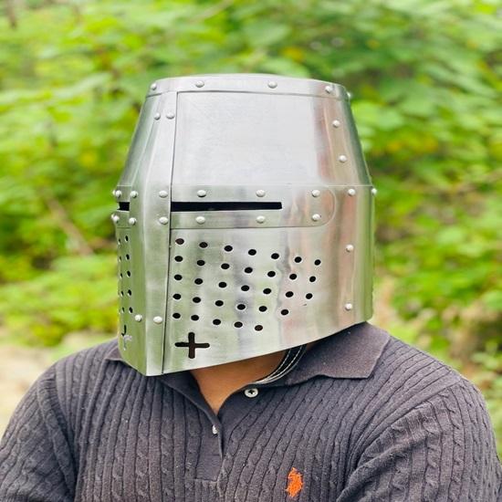 Knight Templar Helmet 13th Century Full Face Steel Helmet  Medieval Crusader Great Helmet  Historical Cosplay & LARP Helmet  Best Gift