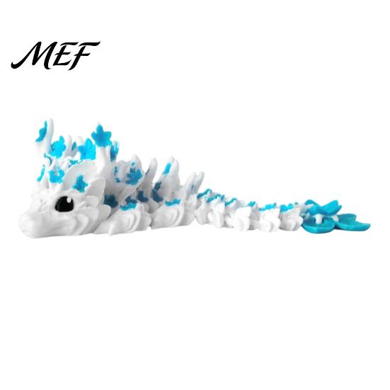 3D Printed Mythical Creature Cherry Blossom Dragon Toy, Articulated Flower Figurine, Flexible Fantasy Animal Toy Movable Joints Model for Desk