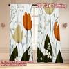 Set Of 2 Flat Printing Curtains Without Rod Floral Spring Blooms Ramadan Holiday Digital Semi Curtain Sheer Polyester