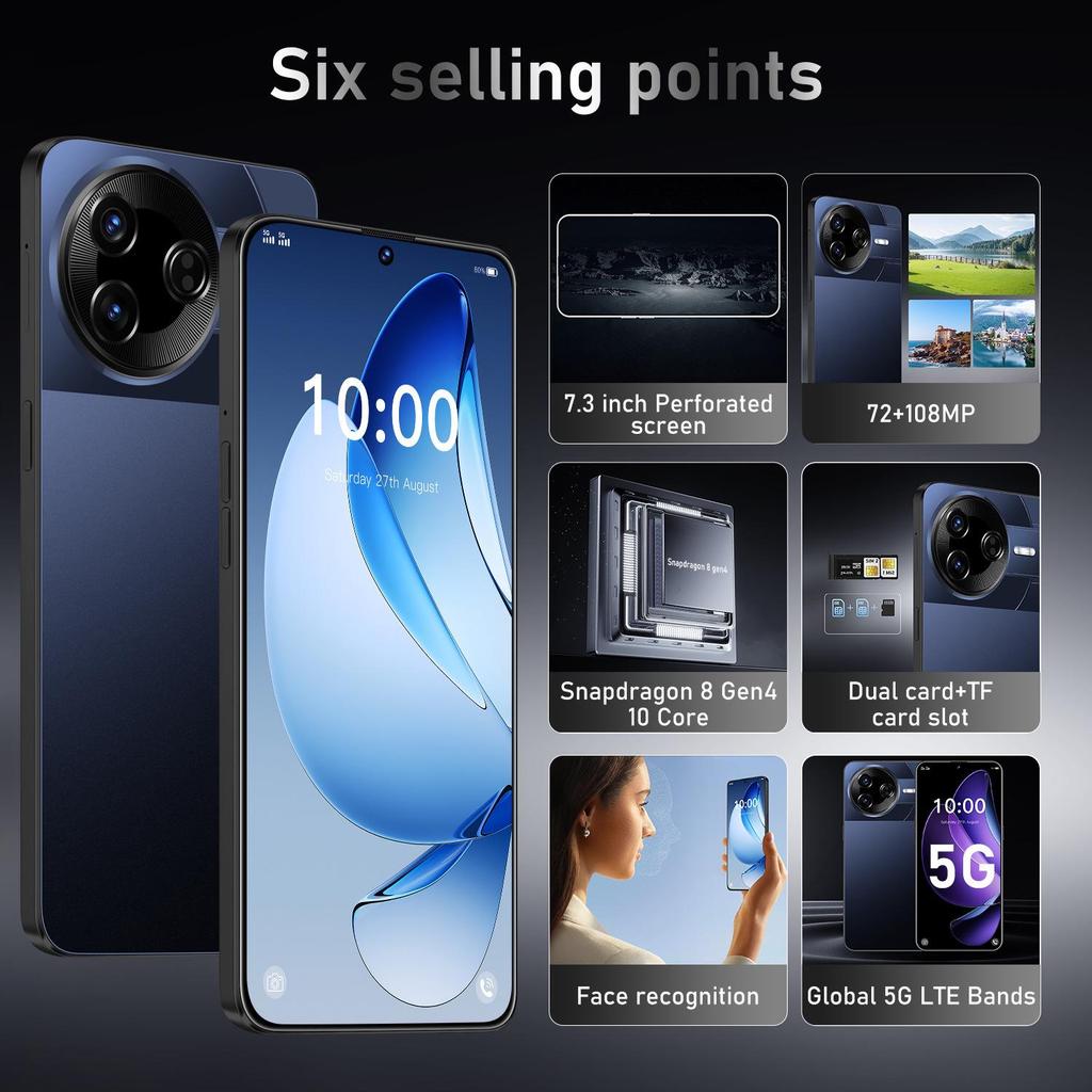 Smartphone F7 Ultra HD, Large Screen, 16GB+1TB, Android