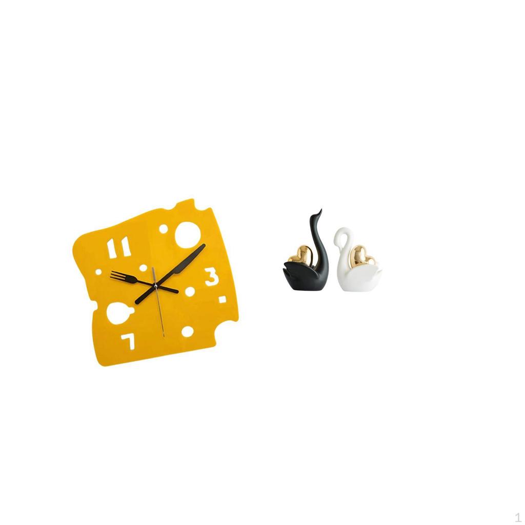 Nordic Minimalist Cheese Clock Swan Figurines Quiet Acrylic Wall Tabletop Ornament Art Crafts