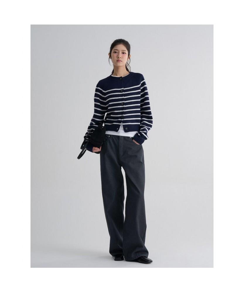 8Seconds Striped Crop Cardigan Navy