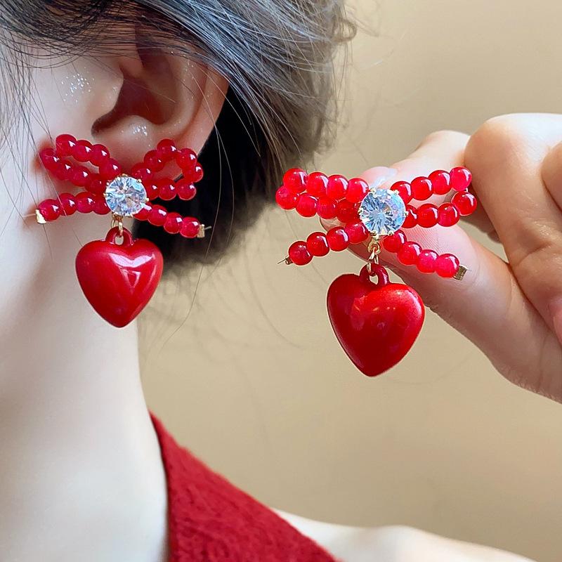 

Серьги-бантики Love Heart Super Fairy Fashion Personality красный