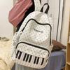 Nylon Large Capacity School Bag Color-blocked Piano Key Backpack  Women Girls
