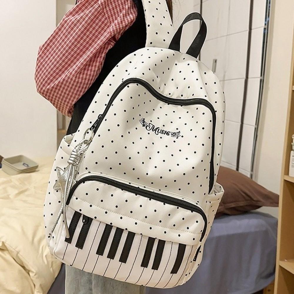 Nylon Large Capacity School Bag Color-blocked Piano Key Backpack Women Girls