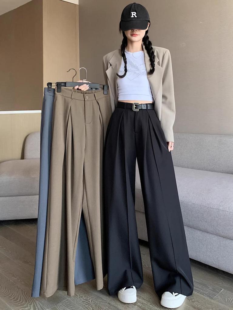 Spring High-Waisted Wide-Leg Loose Fit Pants