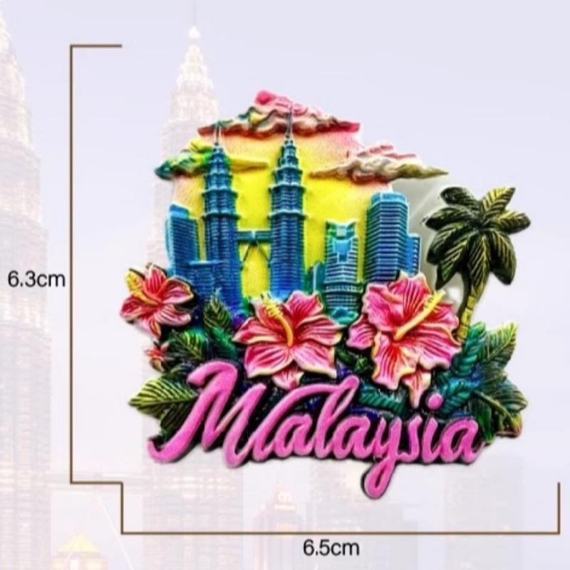 Malaysia Fridge Stickers Kuala Lumpur Travel Souvenirs Hibiscus Flowers Petronas Twin Towers Fridge Magnets Wedding Gifts