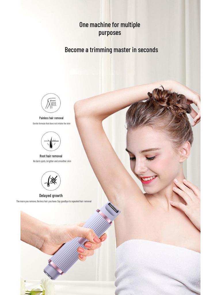 Dual-Head Electric Women's Shaver & Epilator: Full Body and Pubic Hair Trimmer