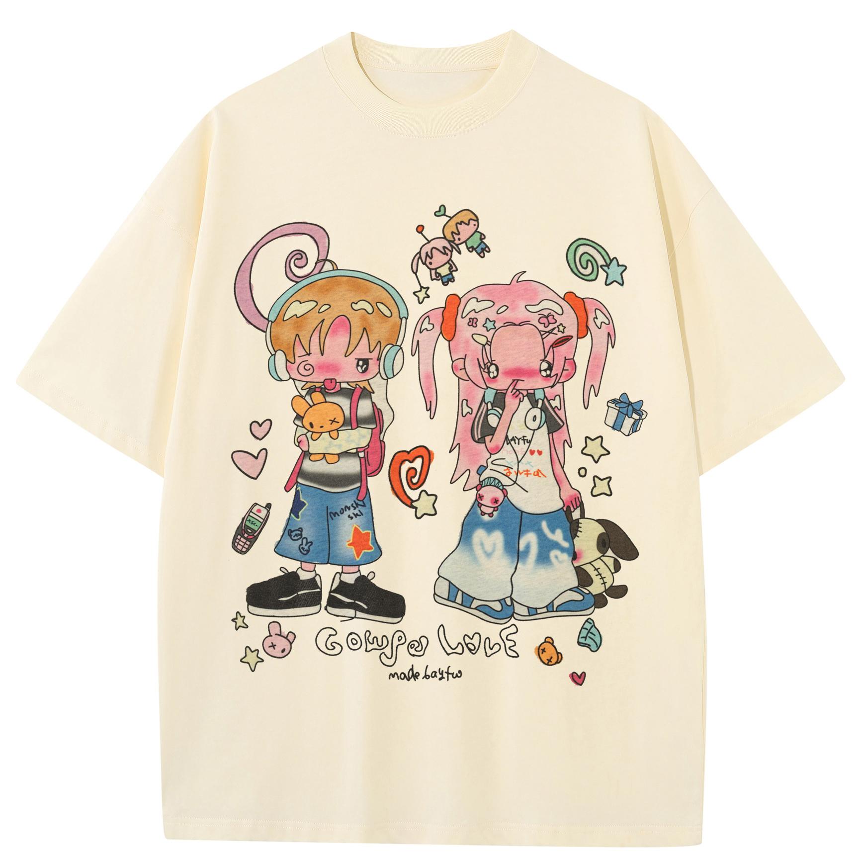 Стритвир Смешная Аниме Графическая Футболка Хлопковая Футболка Унисекс Топы Футболки С Коротким Рукавом Футболка M