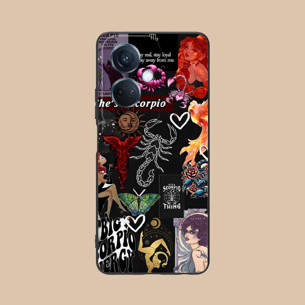 

Zodiac Sign Scorpio Phone Case for OPPO Reno 14 13 12 11 10 9 8 7 6 5 F T Pro 5G Soft TPU Shockproof Cover OPPO Reno5 5G