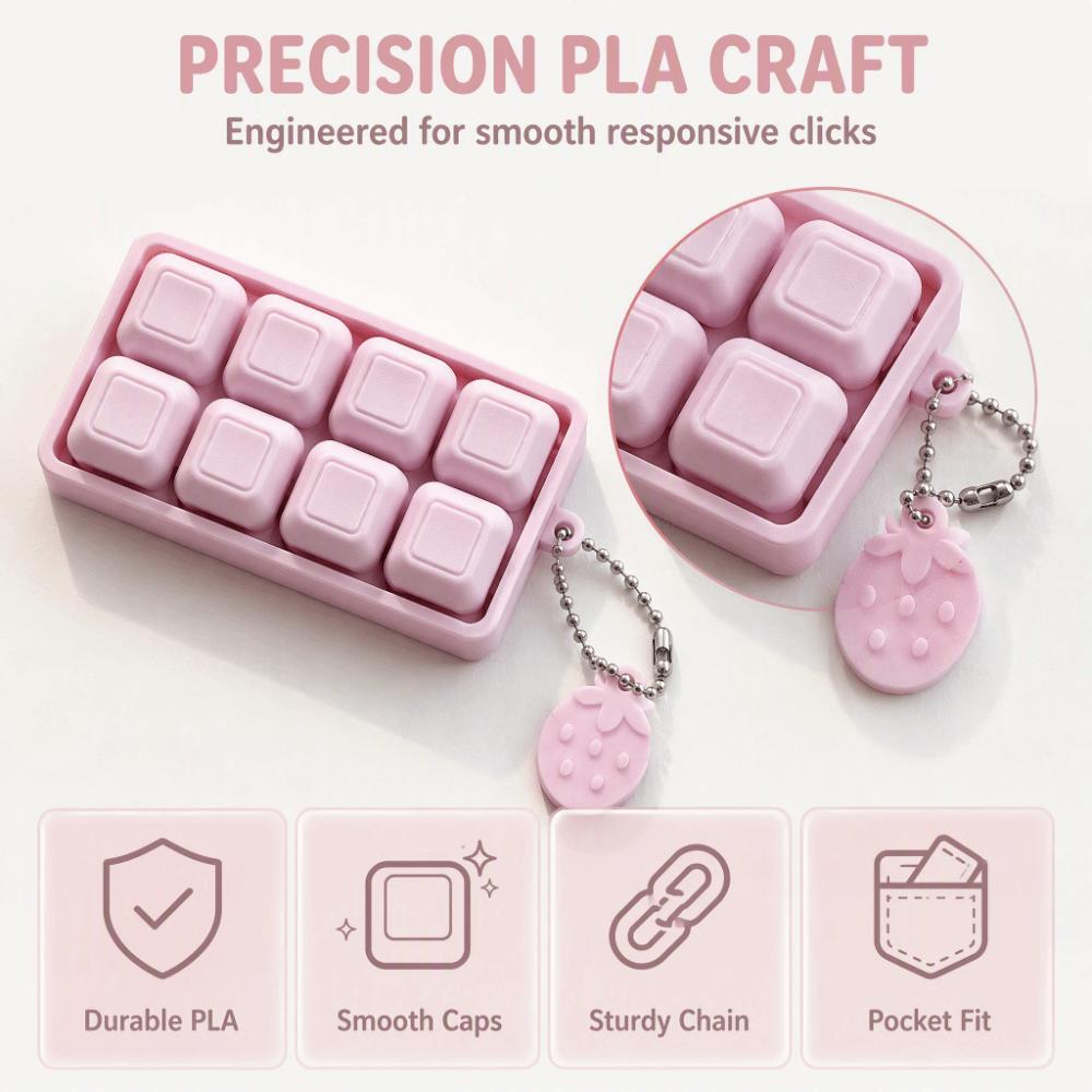 Key Cap Clicker Keycap Fidget Keychain 8 Keys Mechanical Keyboard Keychain Adults