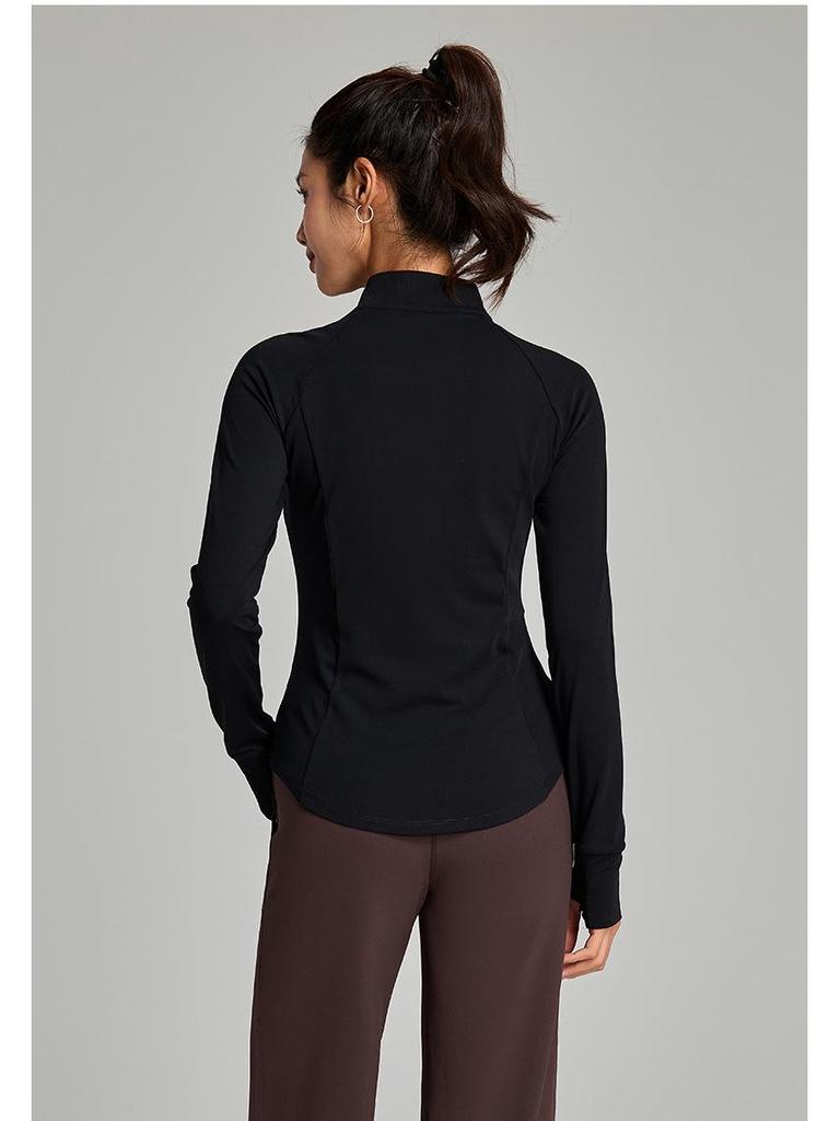 2025 Women's Long Sleeve Fitness Jacket for Spring & Autumn - Stand Collar Yoga & Running Sportswear