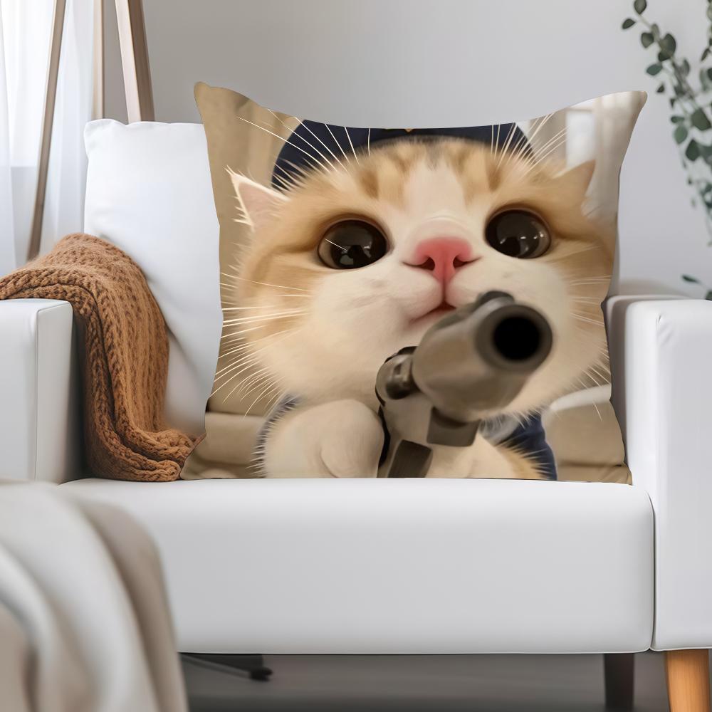 Funny Cat Cartoon Cute Pillow Case Applicable Space For Guest Rooms Interiors Cars Office House Decoration