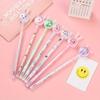 12pcs 0.5mm White/Pink cartoon sequin cute cat shape Black water pen, Smooth writing Office stationery files signature pen Supplies, Cute style School