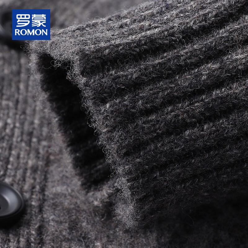 ROMON Men's 100% Pure Wool Thick Cable Knit Cardigan