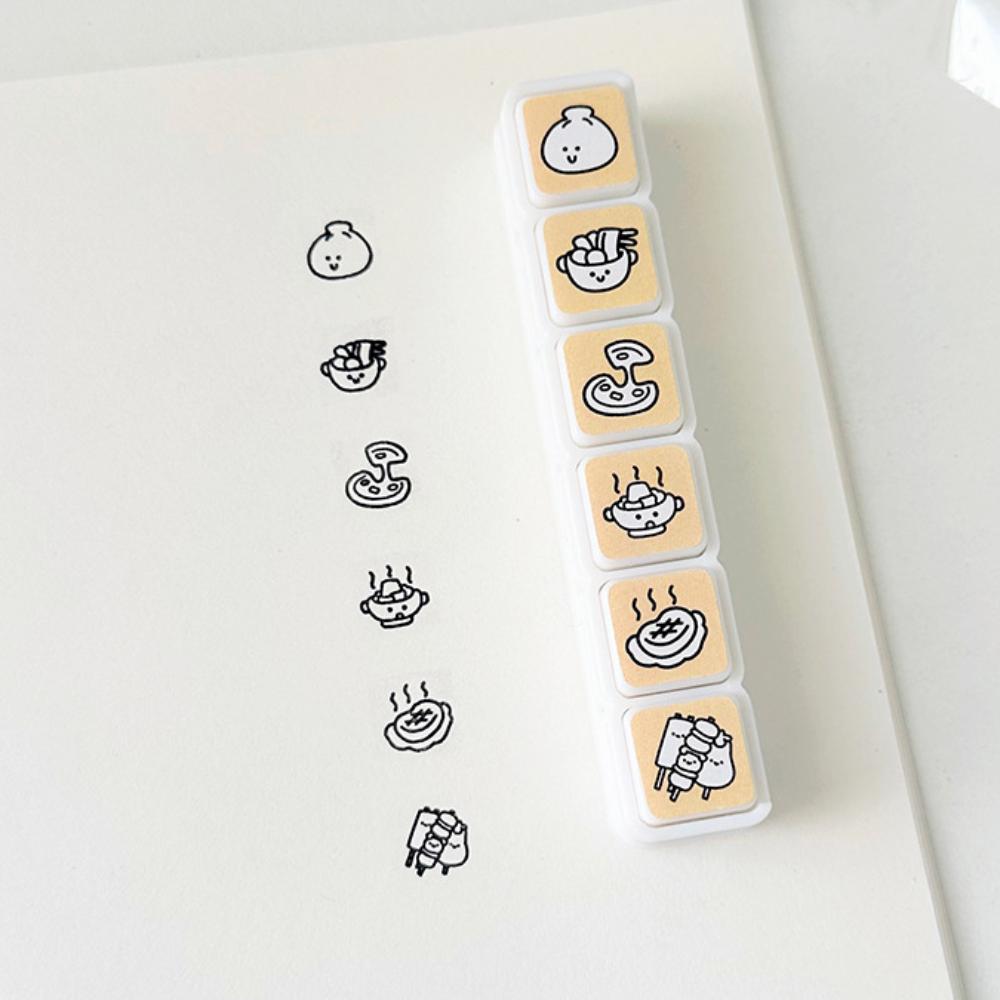 Kawaii 6 Designs Decorative Stamps Diy Crafts Cartoon Scrapbooking Stamp Multipurpose Press Inkpad Stamps Journal Planner