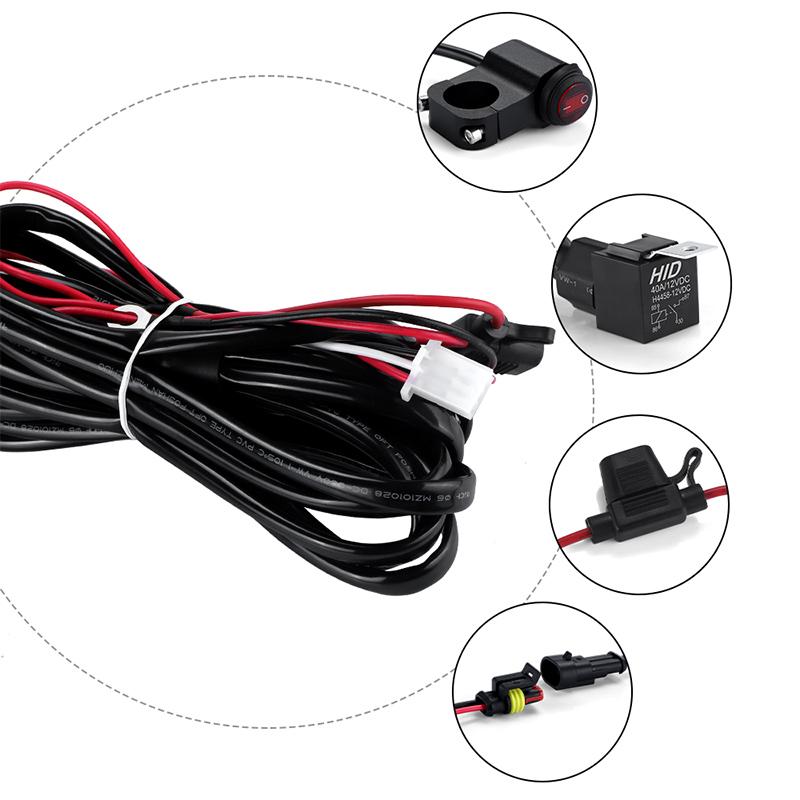 12V 1.6M/2.2M Motorcycle Wiring Relay Harness Switch For LED Spotlight Fog Light With Fuse Electric On Off Switch Cable 2 Wires
