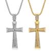 New Hip-Hop Jewelry Titanium Steel Gold-Plated Diamond-Studded Cross Pendant Necklace