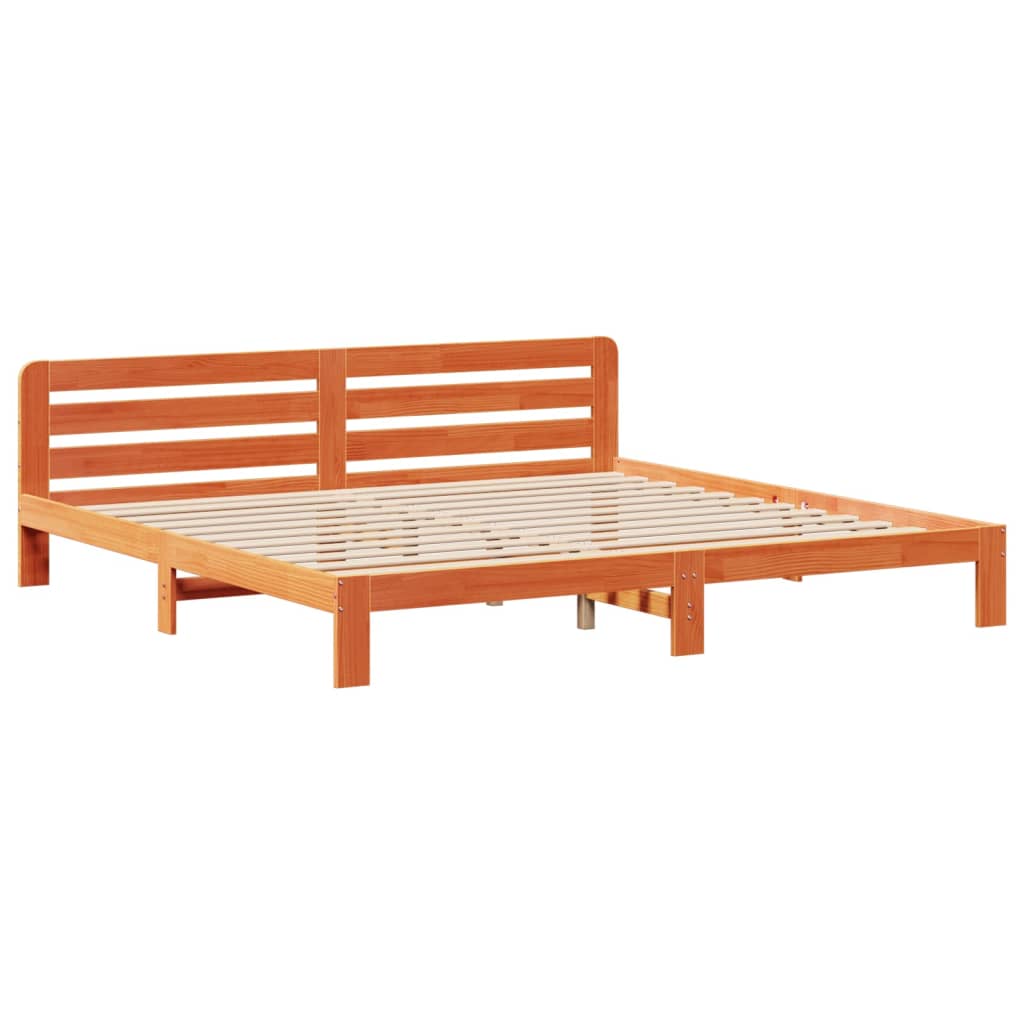Solid Wood Bed without Mattress Wax Brown 200x200 cm Pine Wood