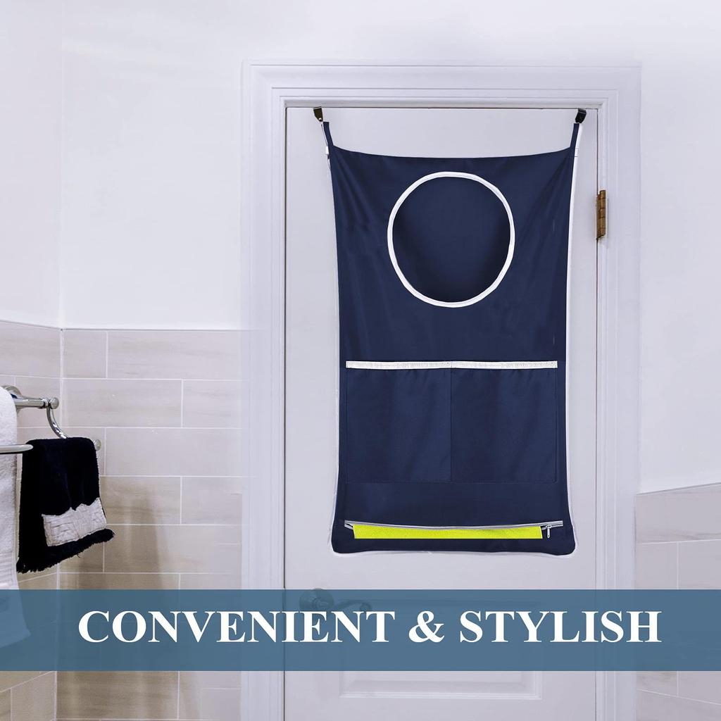 Round Hanging Laundry Basket and Storage Bag for Bathroom Doors