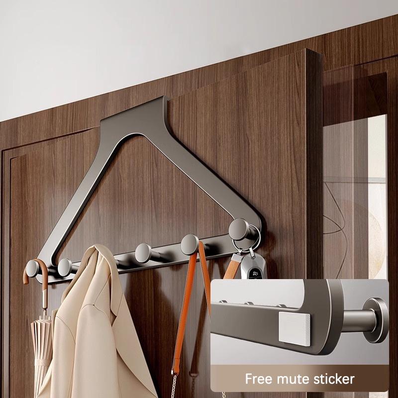 Triangle Over The Door Hooks,Carbon Steel Hanging Organizers Rack With 6 Hooks For Clothes Bags,Door Hanger For Bathroom Kitchen