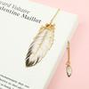 Metal Metal Bookmark Feather Shape With Feather Pendant Book Page Marker Pagination Mark Book Lovers Writers Readers