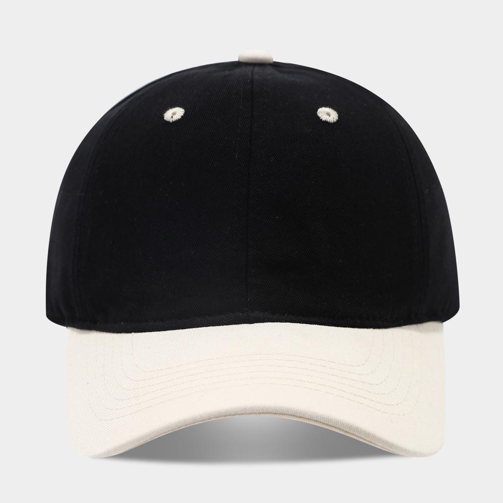 Simple contrasting color splicing pure cotton baseball cap men's retro versatile cap women's soft top face small sun hat