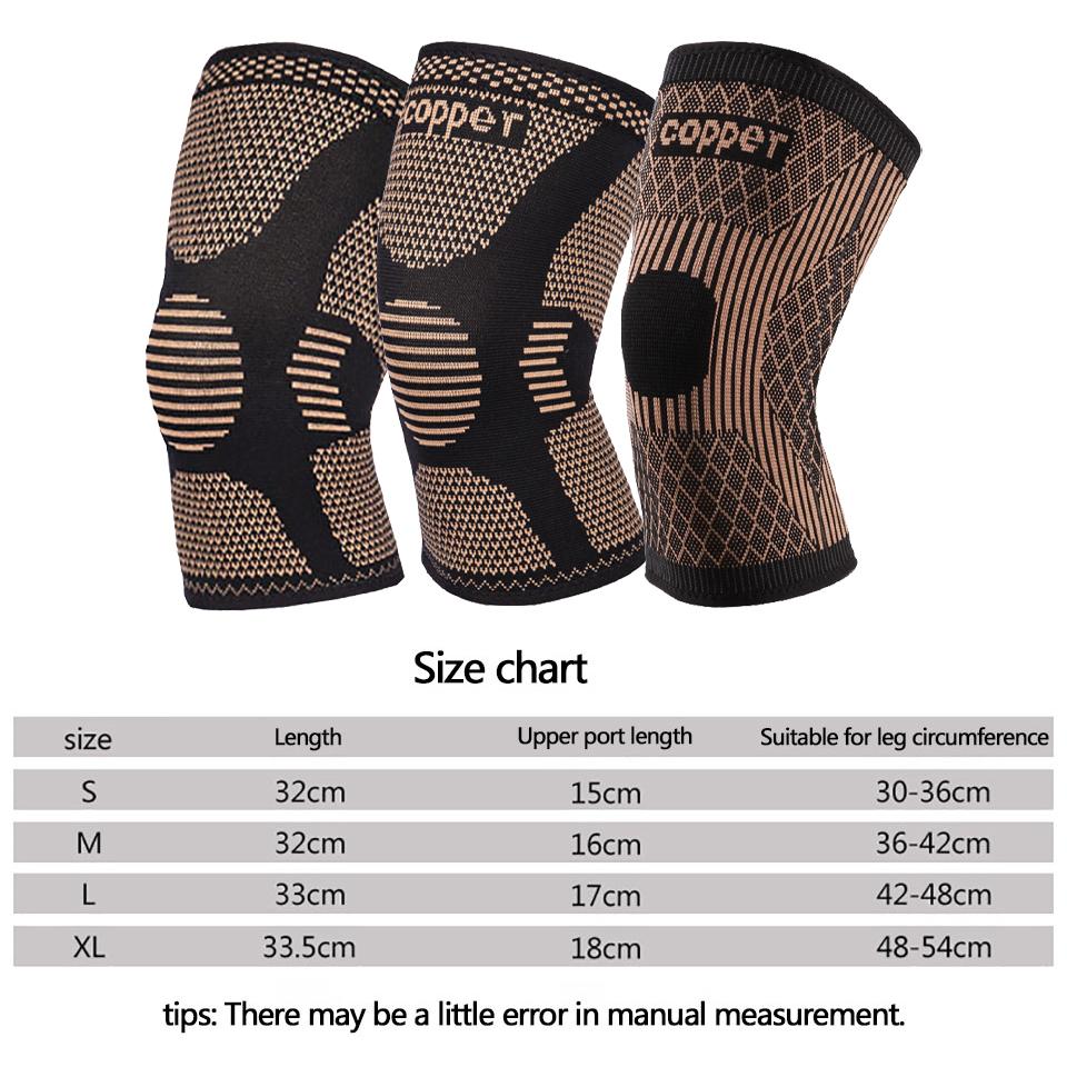 Loogdeel Copper Nylon Knee Brace Compression Support Sleeve For Sports Workout Arthritis Pain Relief