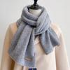 100 pure wool knitted scarf women's winter couple's simple and versatile solid color thickened scarf men's high-end shawl