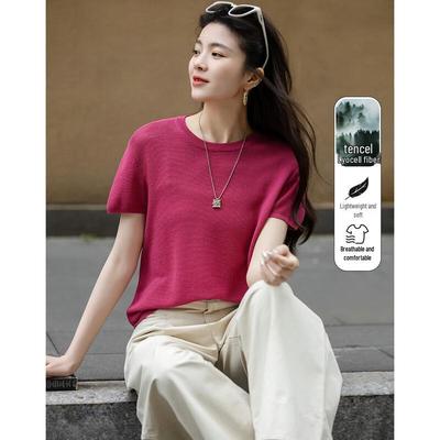 Demana Women's Summer Linen Lyocell Blend Knit Top