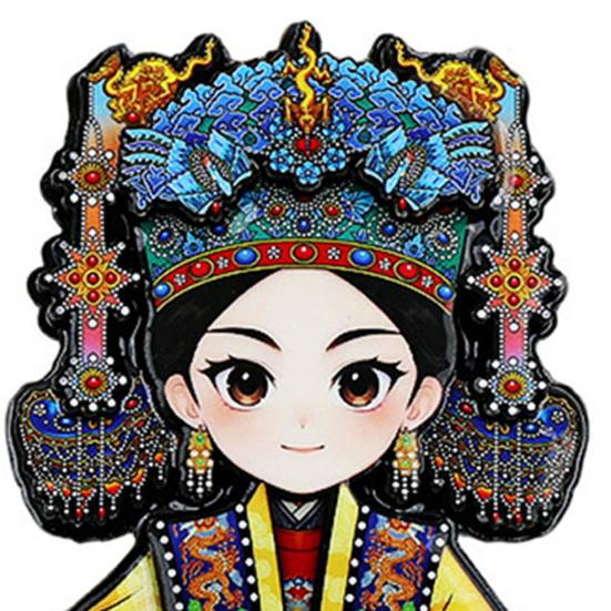 Peking Opera Character Refrigerator Magnet Chinese Style Wooden Peking Opera Role Fridge Magnet Home Kitchen
