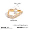 ERESI Waterproof Hand Jewelry 18K Gold Plated 316L Stainless Steel Trendy CZ Heart Bracelet Hand Ring Chain Bracelet for Women