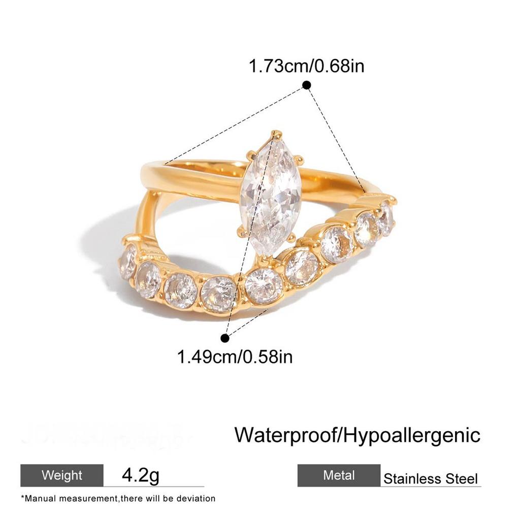 ERESI Waterproof Hand Jewelry 18K Gold Plated 316L Stainless Steel Trendy CZ Heart Bracelet Hand Ring Chain Bracelet for Women
